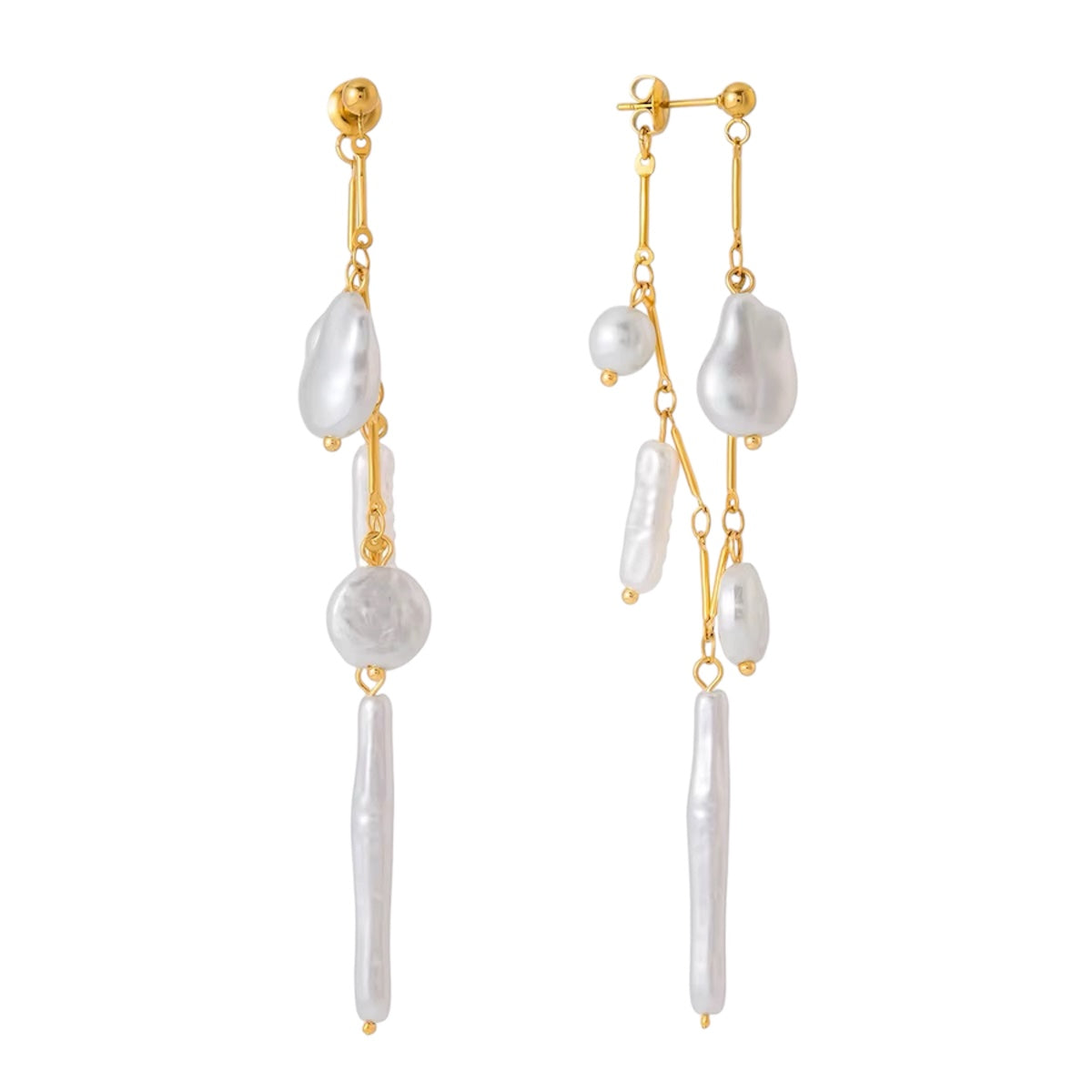 Golden Pearl Tassel Earrings