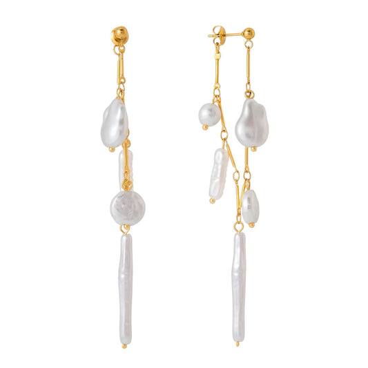 Golden Pearl Tassel Earrings